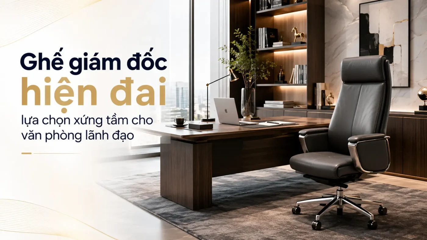 Ghế giám đốc hiện đại trong văn phòng lãnh đạo sang trọng, phù hợp cho khách hàng đang tìm mẫu ghế làm việc chuyên nghiệp.